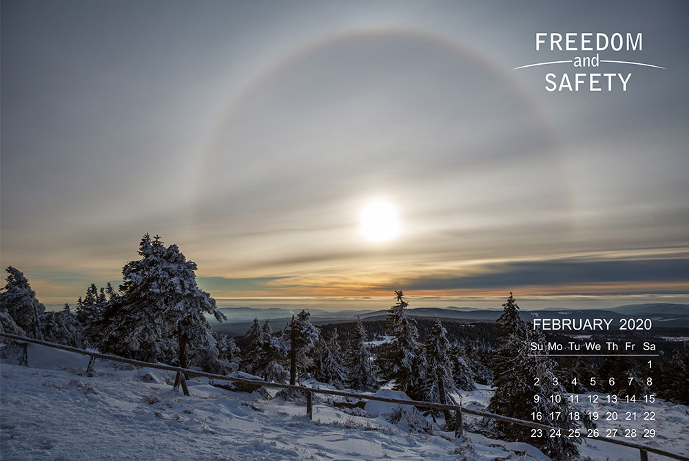 Freedom and Safety February 2020 Calendar